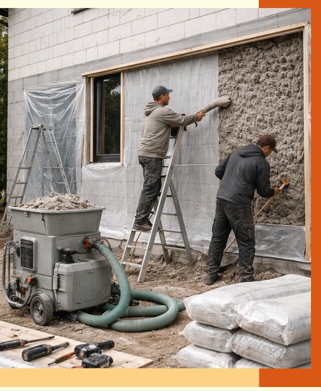 Утепление дома из газобетона эковатой в Калуге от 4551 руб./м2 | ТепломастерКлг